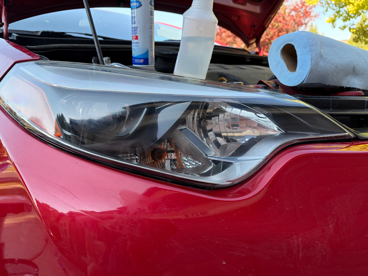 Clear headlight after professional restoration